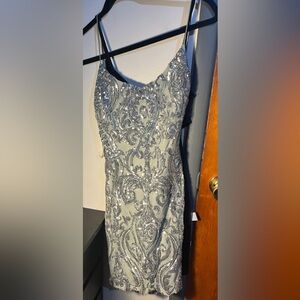Elegant Silver Sequin Dress